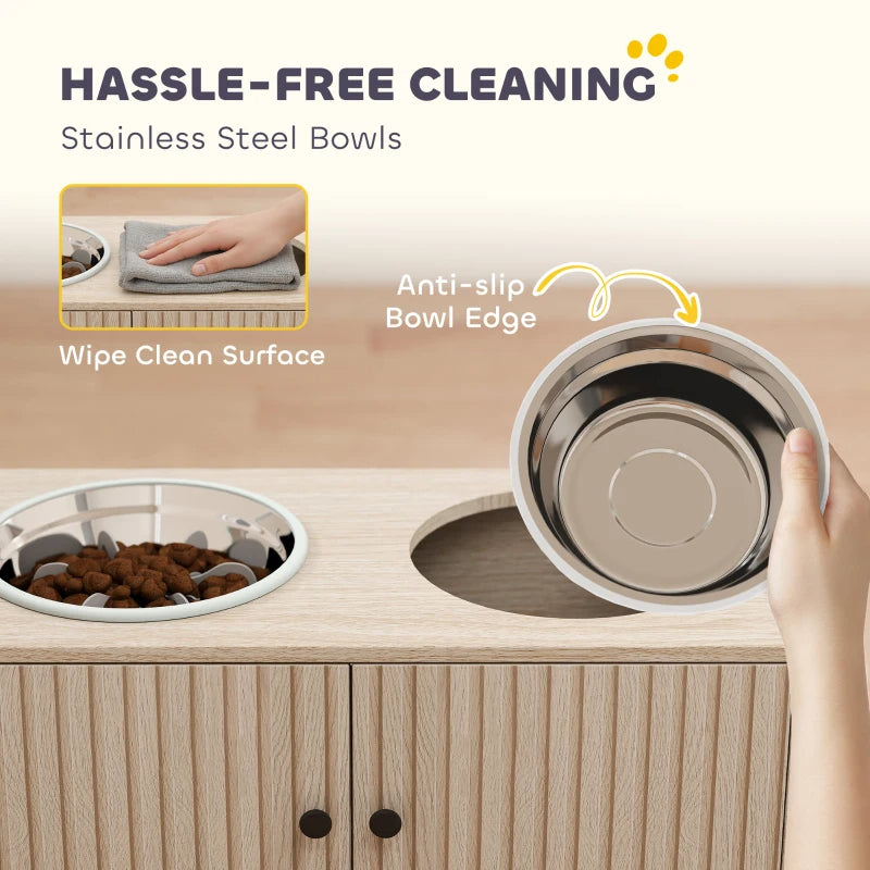 Elevated Dog Bowls with Storage Drawers