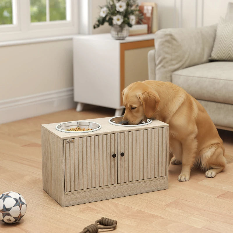 Elevated Dog Bowls with Storage Drawers