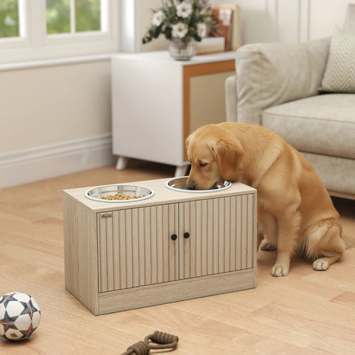 Elevated Dog Bowls with Storage Drawers