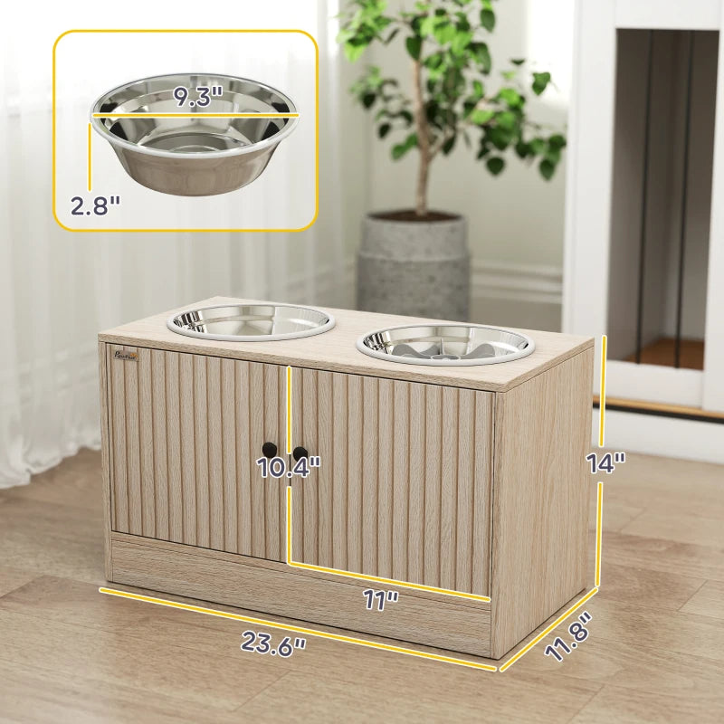 Elevated Dog Bowls with Storage Drawers